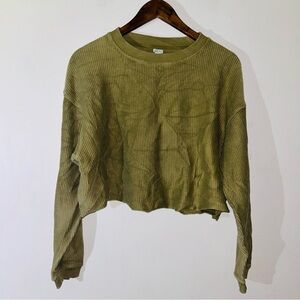 Aerie Ribbed Cropped Long Sleeve Crewneck SIZE XXS